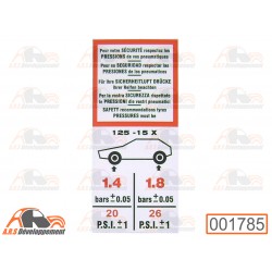 Autocollant pression pneu...